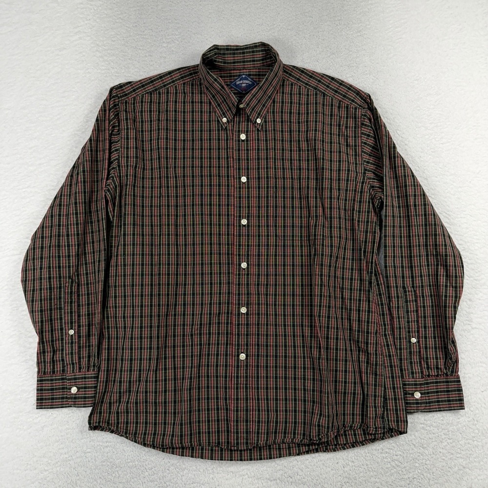Bills Khakis Button Down Shirt Mens XL Brown Red Plaid Classic Fit Long Sleeve